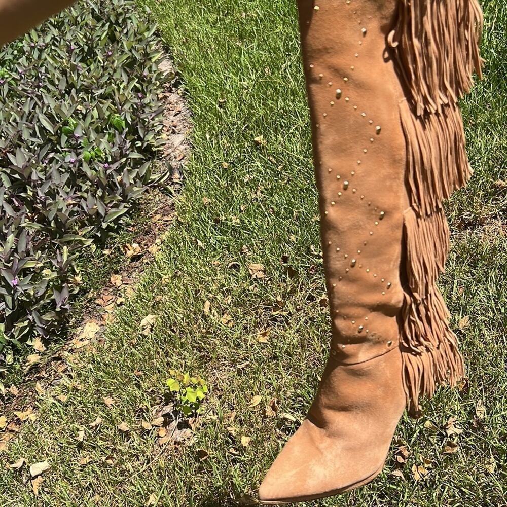 ▶️ Vince Camuto ◀️ Panaryaz Knee High Suede Fringe. Sz 9 - Picture 15 of 17